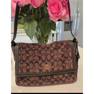 Coach Etta Flap Shoulder Bag in Signature Chenille Truffle CCe58IMA7U